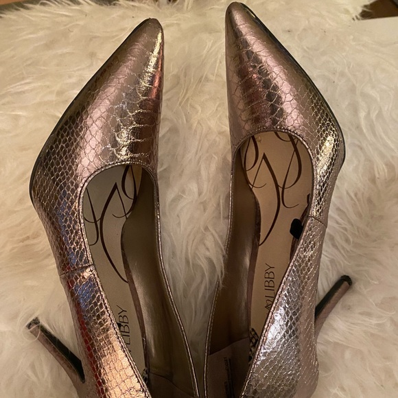 Sam & Libby Faux Croc Silver metallic Stiletto Heels Size 8 - Picture 4 of 8